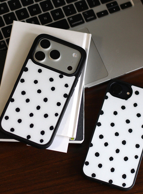 omatl原创不规则黑点 pc磨砂黑边磁吸手机壳 适用于苹果iphone17promax