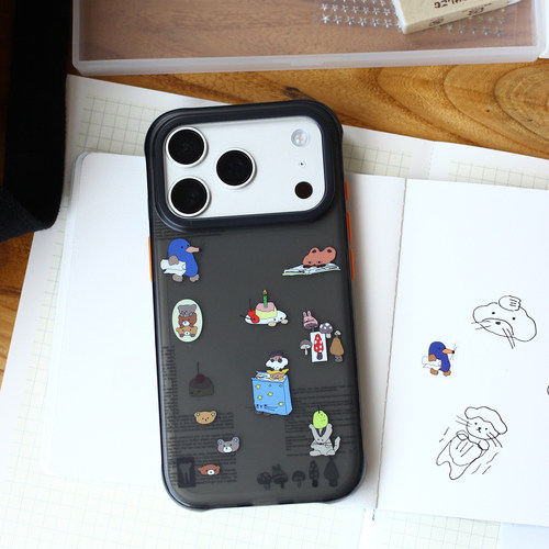 omatl原创小镇日报系列 imd半透黑手机壳 适用于iphone
