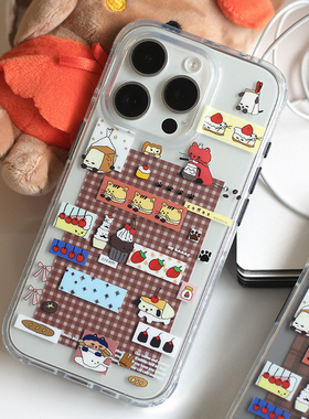 omatl原创古早拼贴猫咪咖啡屋 imd手机壳 适用于苹果iphone