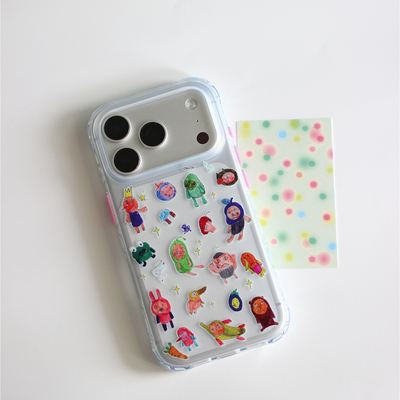 omatl原创手绘小怪物 imd磨砂半透明 手机壳适用于苹果iphone
