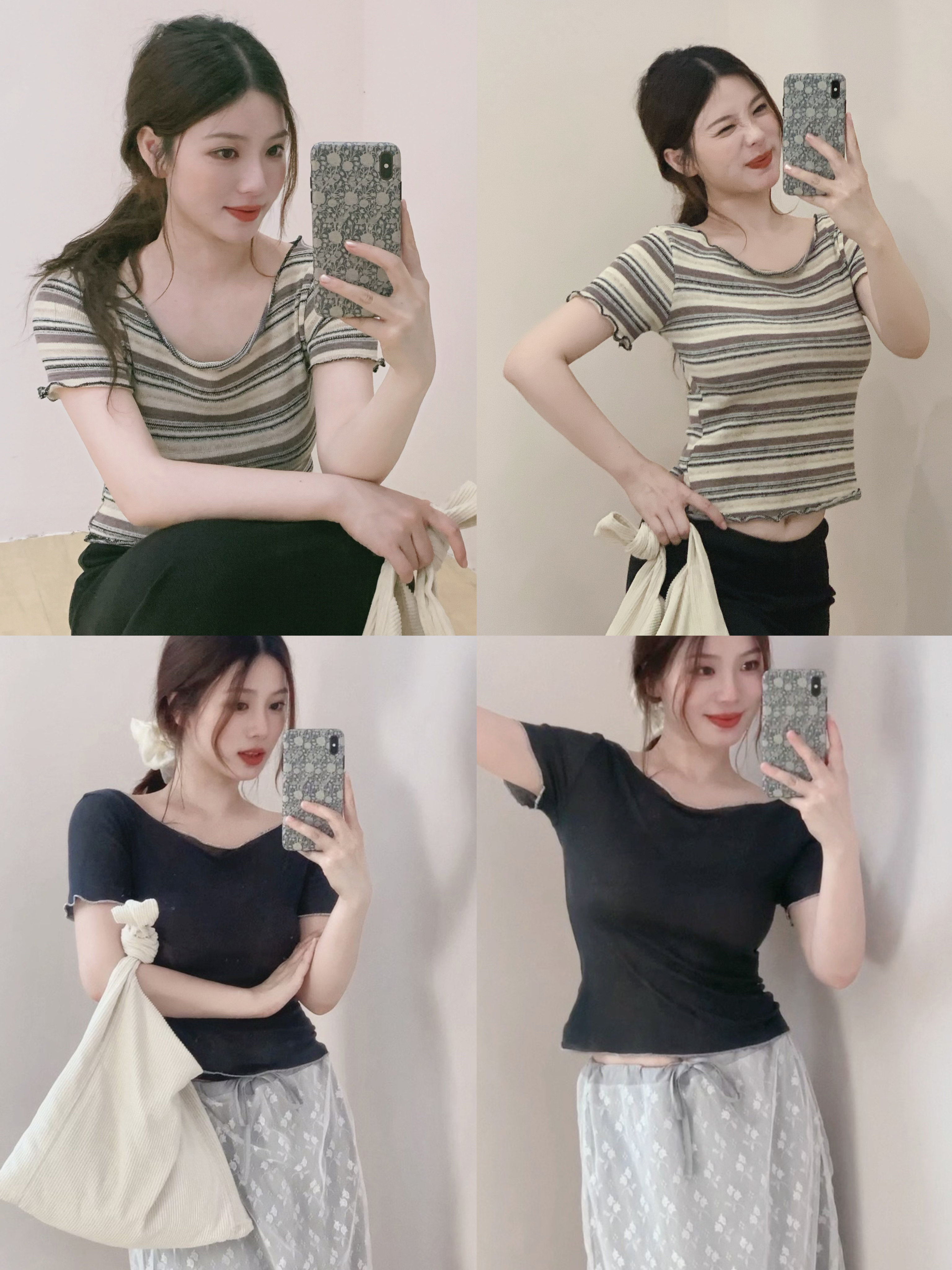 【5折 不退换】鱼没放复古港风撞色条纹木耳边t恤短袖卷边上衣,女装/女士精品,T恤,淘宝优惠券,粉丝福利购,淘宝优惠卷