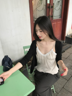 鱼没放 蕾丝花边吊带 性感女人荷叶边背心