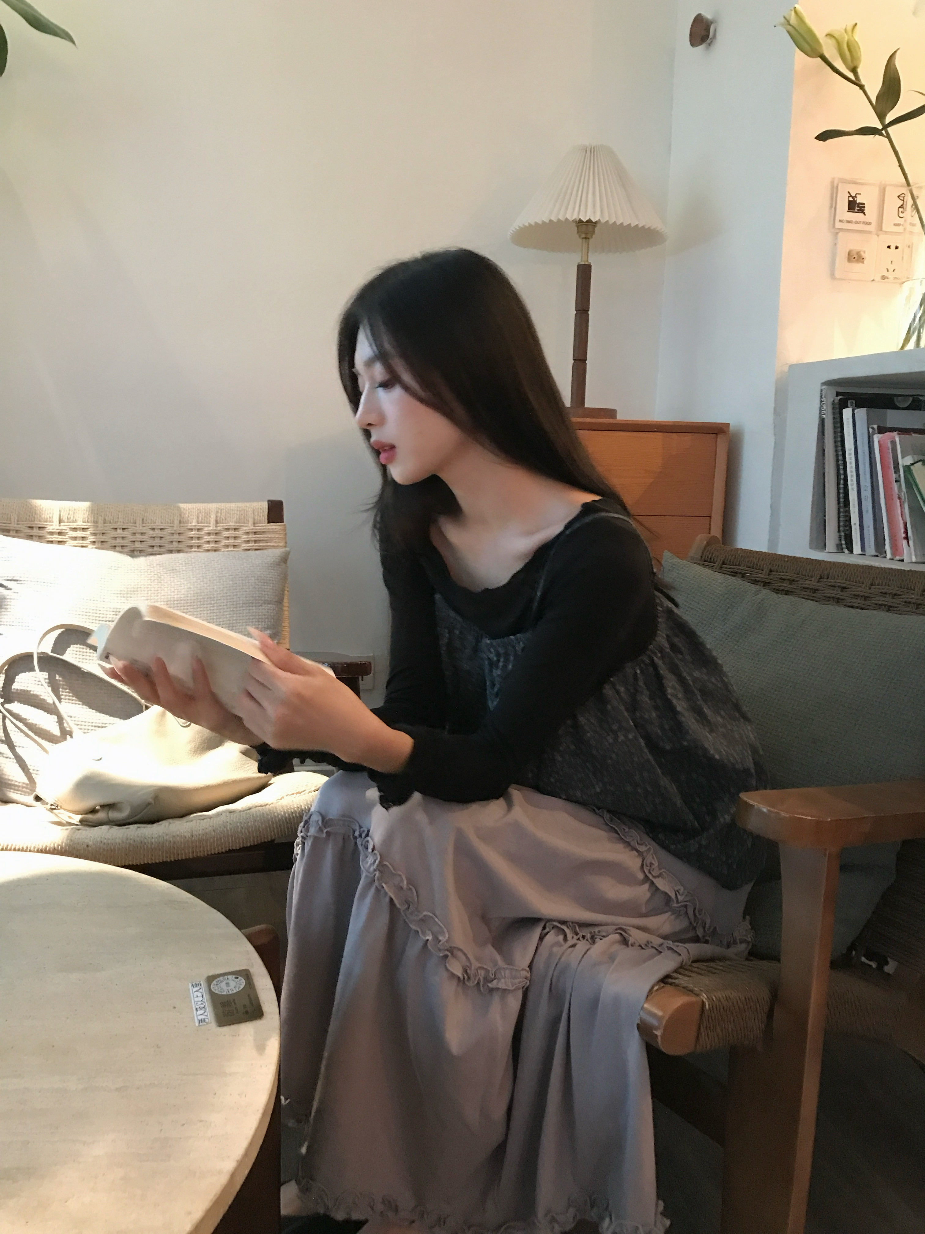 鱼没放 麻棉花边蛋糕长裙
