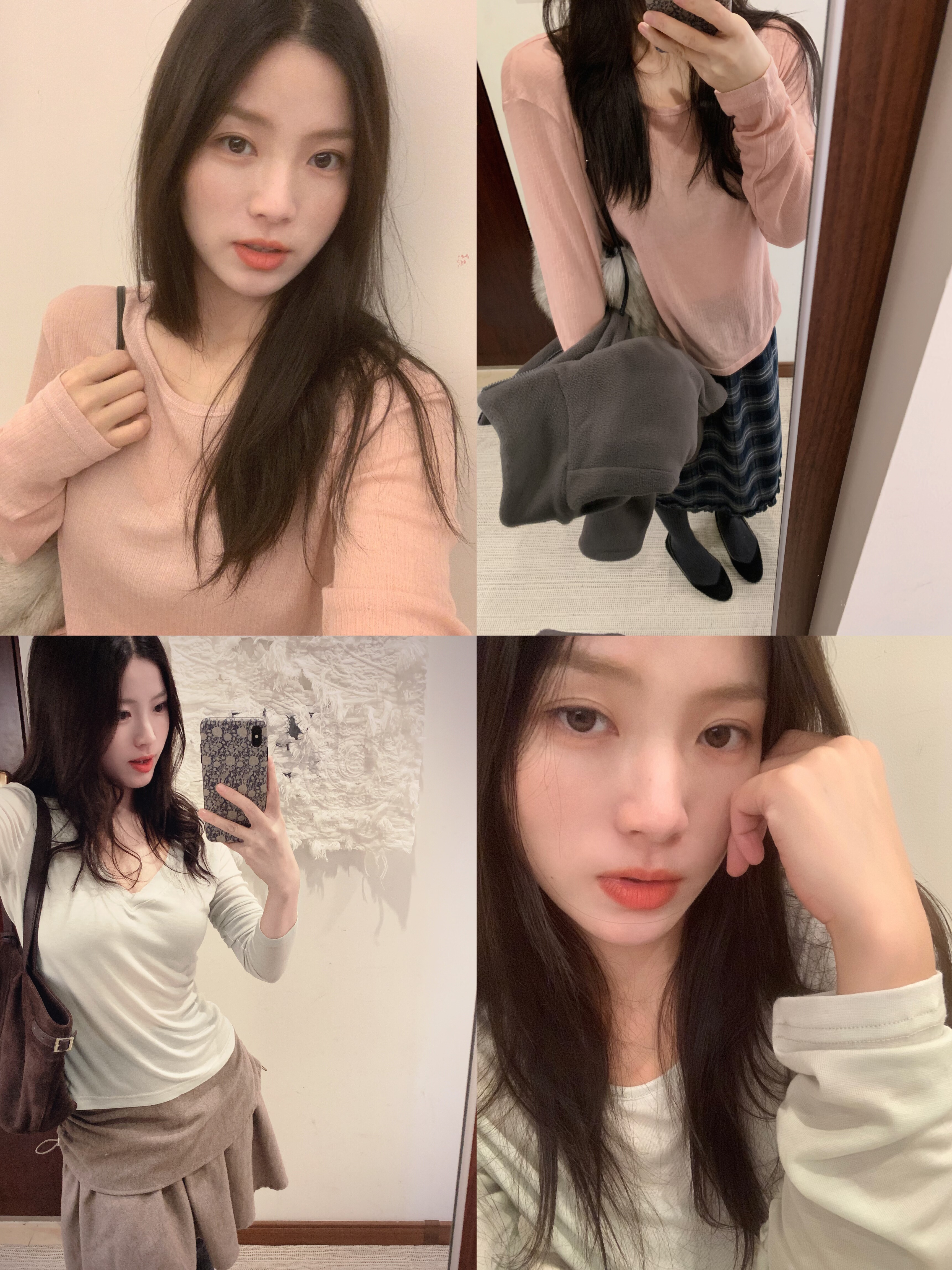 鱼没放 3款 轻薄舒适打底衫 低圆领针织衫 v领内搭