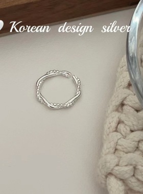 韩国简约ins银饰品 S925纯银缠绕麻花开口戒指 高级感小众设计女