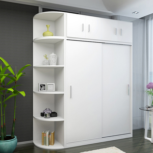 板式推拉衣柜简约门现代卧室大衣柜收纳柜组装移门衣橱两门可定制