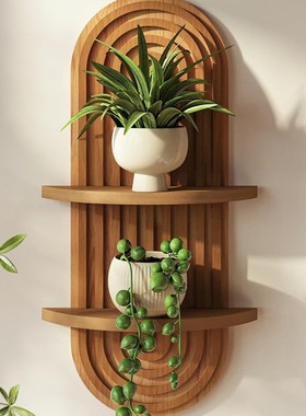 中古风木质壁挂拱形装饰置物架