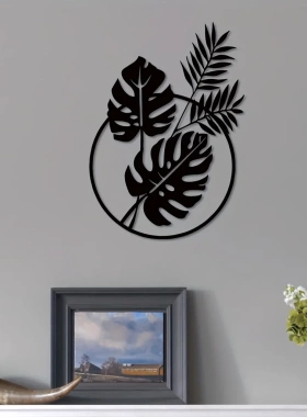 棕榈叶金属墙艺术剪影装饰壁饰