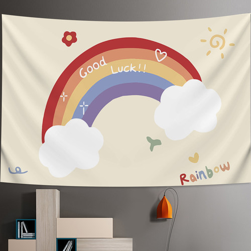 ins风彩虹挂布宿舍可爱背景布