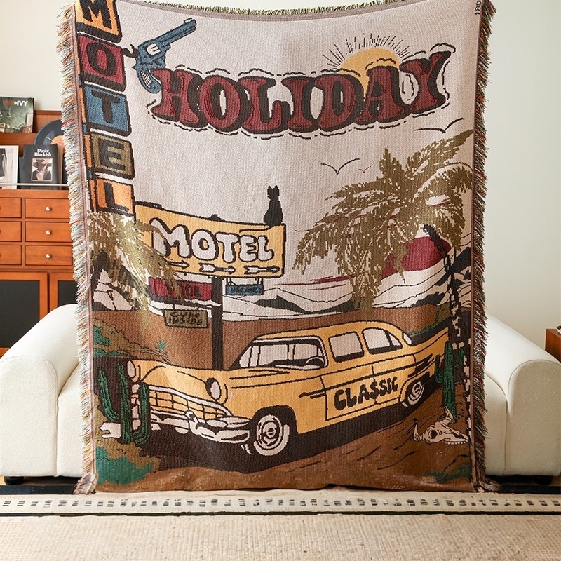 美式复古多功能床毯背景挂毯盖巾