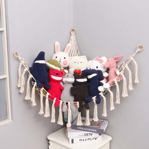 编织棉绳三角网兜 toy hammock墙角网 儿童玩具收纳网兜卧室装饰