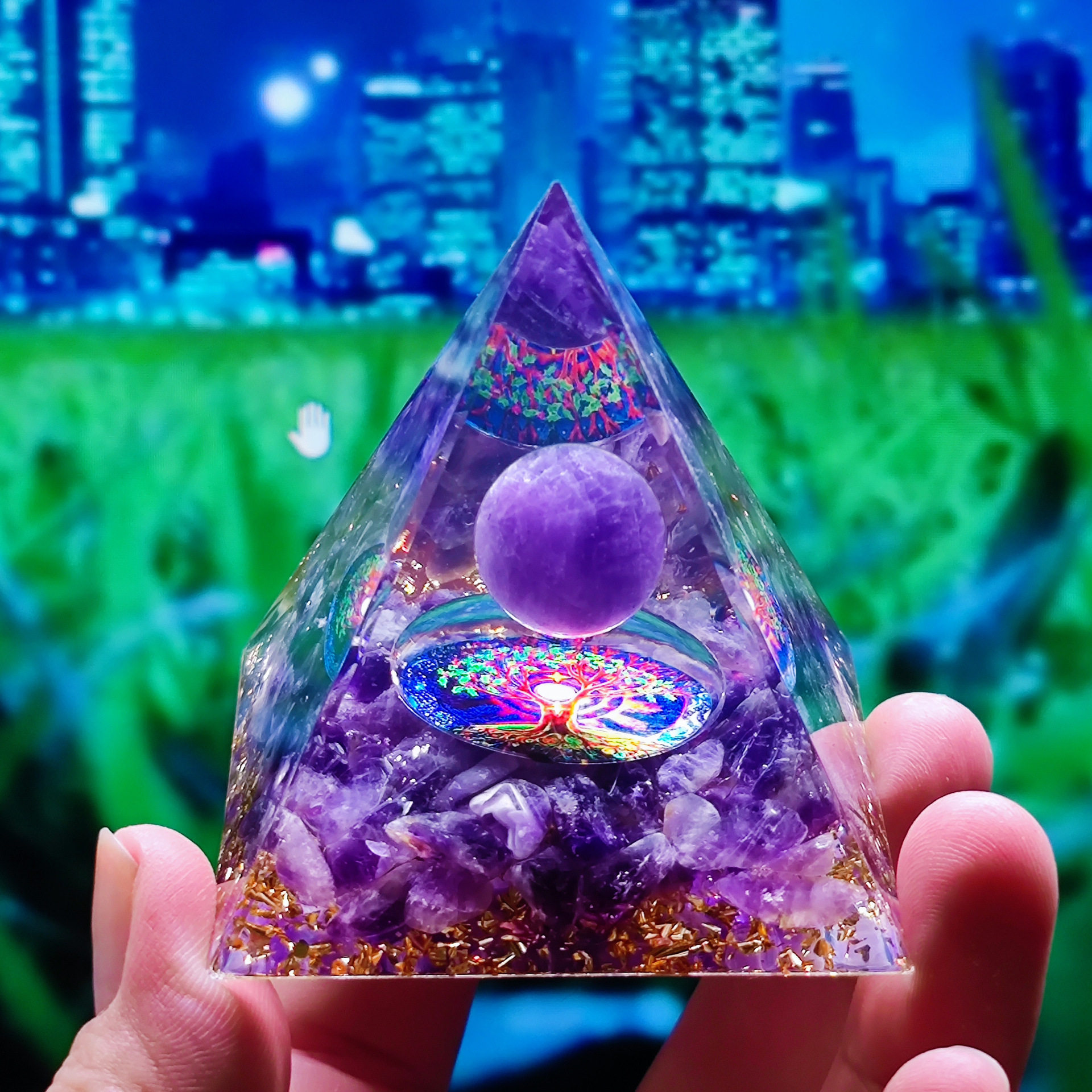 대외 무역 크리스탈 스톤 자수정 수지 만다라 장식품 침실 머리맡 데스크탑 장식 장식품 선물