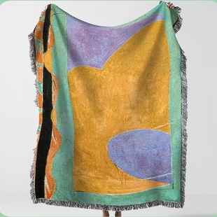 中古风艺术抽象背景墙装 饰挂毯沙发盖布盖毯桌布复古画布露营毯子