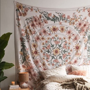 外贸款 植物花卉卧室背景装饰挂布波西米亚风复古墙上挂毯定制