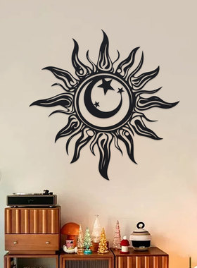 金属铁艺太阳月亮墙饰剪影