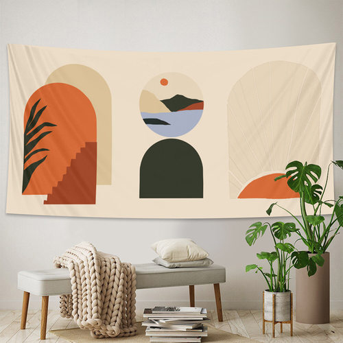 莫兰迪小清新卧室布置挂布简约