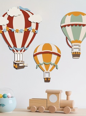 木制热气球墙面装饰品布置摆件