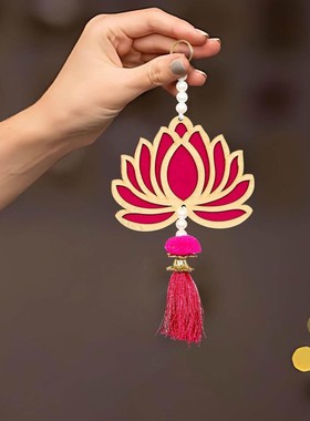 木制莲花小挂件墙面悬挂装饰品