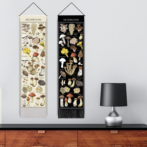 外贸复古植物美学蘑菇挂画墙壁装饰挂毯卧室客厅背景布家居挂布