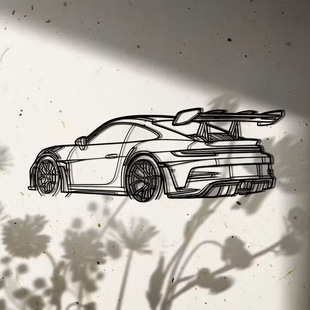 汽车剪影铁艺壁画挂件跑车艺术线条金属墙艺客厅玄关书房背景壁饰