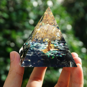 外贸紫晶水晶球碎石金字塔生命树家居树脂摆件卧室桌面装饰工艺品