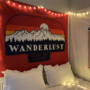 美式户外山脉大墙布床头卧室宿舍背景布房屋布置墙布装饰挂毯ins