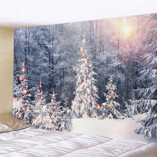 唯美雪山森林背景布墙上装饰挂布直播墙布卧室宿舍布置改造挂毯