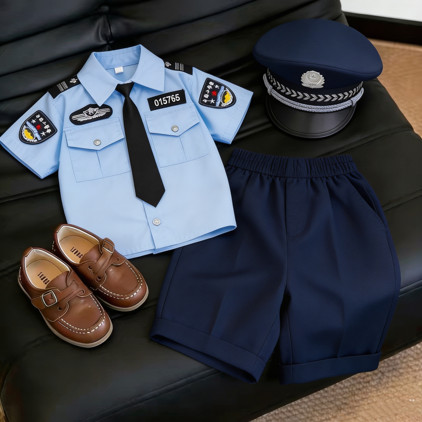 儿童警察服套装男童警官服小交警制服角色扮演警长服装演出服女