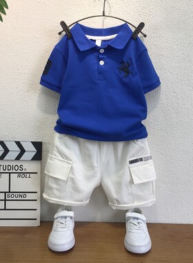 儿童polo衫2024新款潮童装男童夏款夏装短袖t恤白色半袖翻领体恤