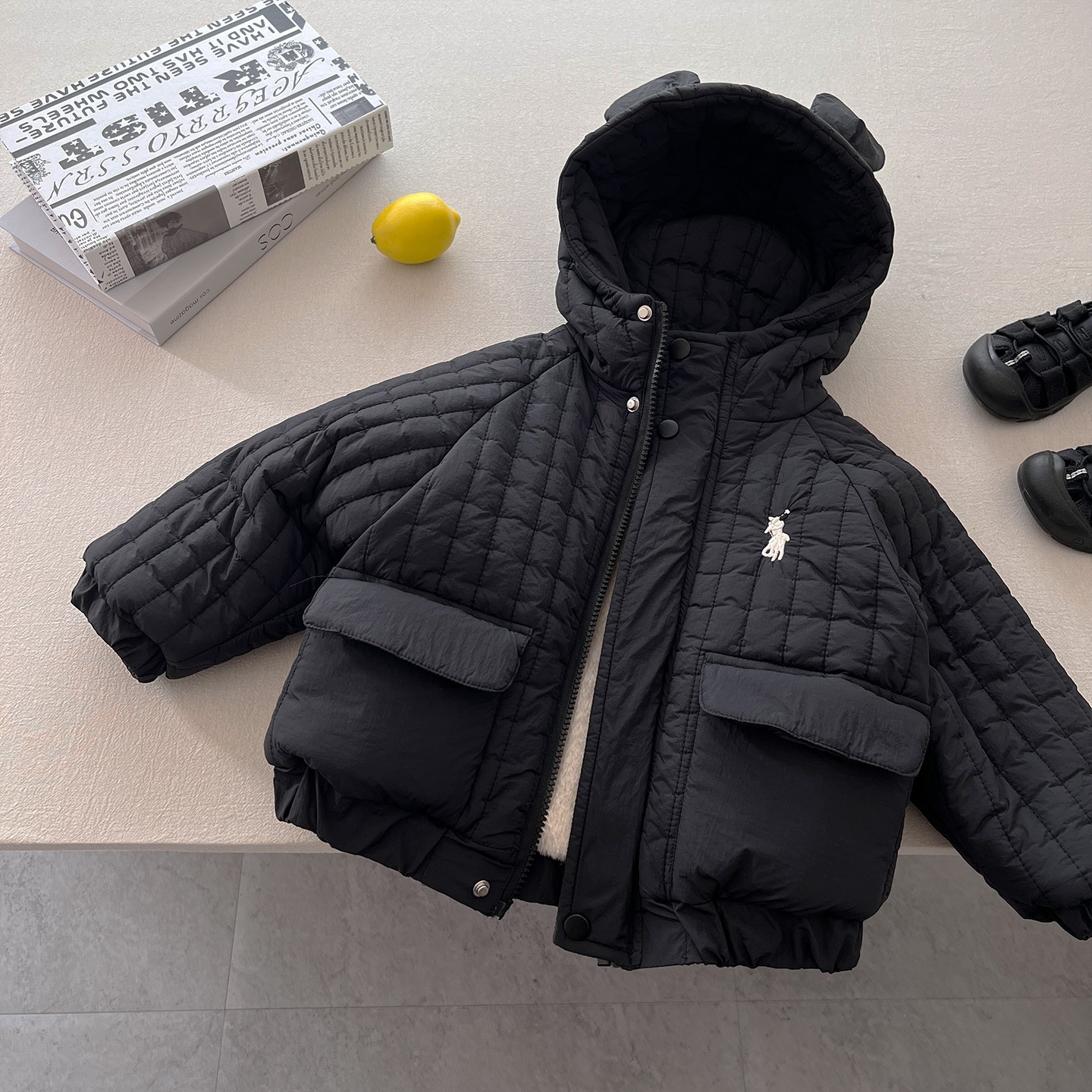 男童加绒棉衣外套冬装洋气宝宝酷帅小童衣服加厚儿童棉服2025新款