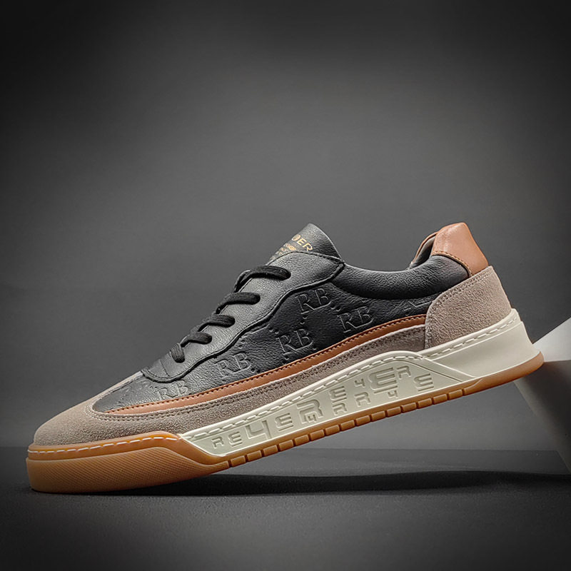 潮流男鞋德训鞋真牛皮2023新品休闲男鞋软底百搭运动板鞋