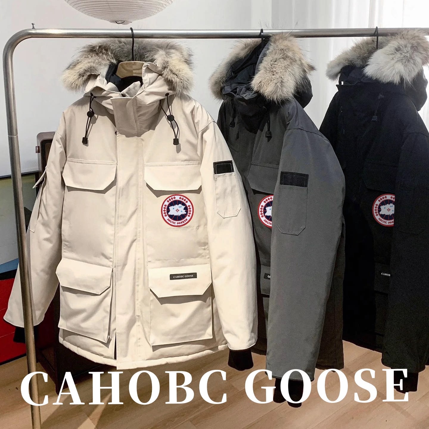 大鹅羽绒服男08远征中长款工装派克服防寒保暖外套女石墨灰黑标