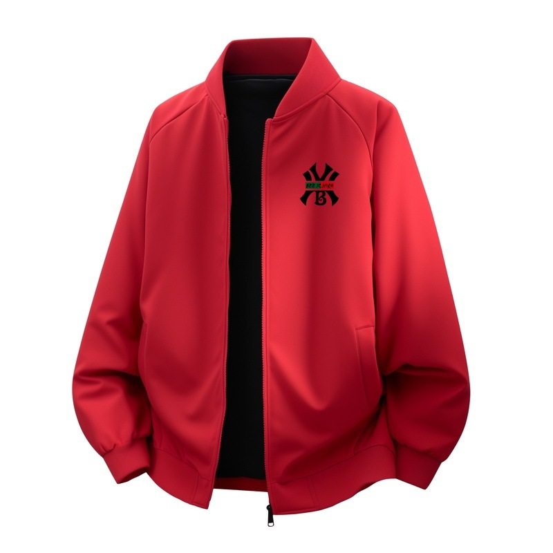 奢侈高端过年红色冬季新婚大码喜庆棉服外套男款加棉休闲夹克上衣