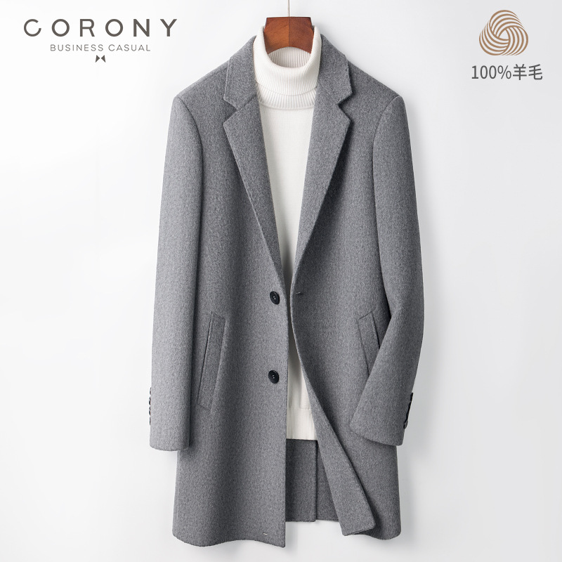 9923  100%羊毛短款86-90M双面呢大衣M-3XL