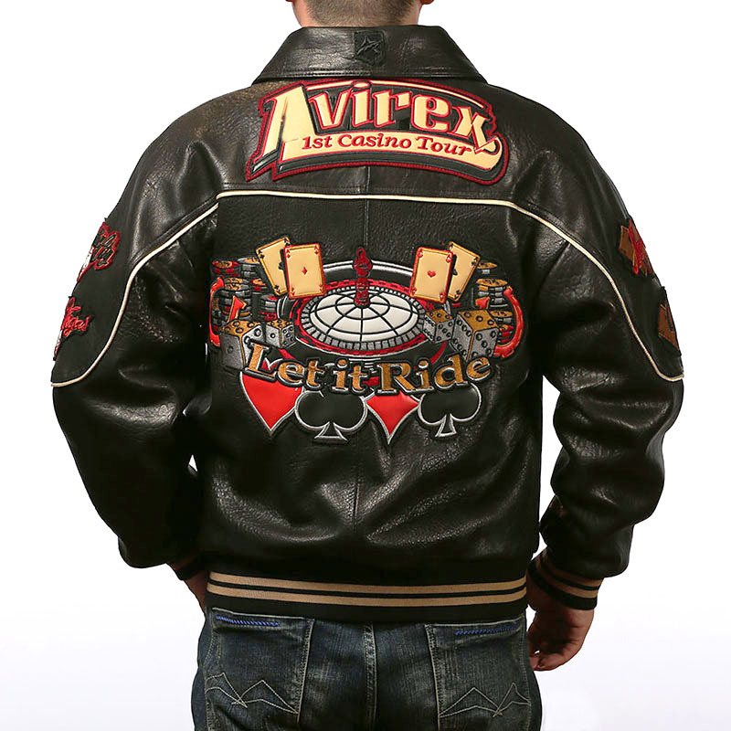 欧美加肥加大码号飞行服真皮夹克男宽松阔版赌场新西兰绵羊皮皮衣