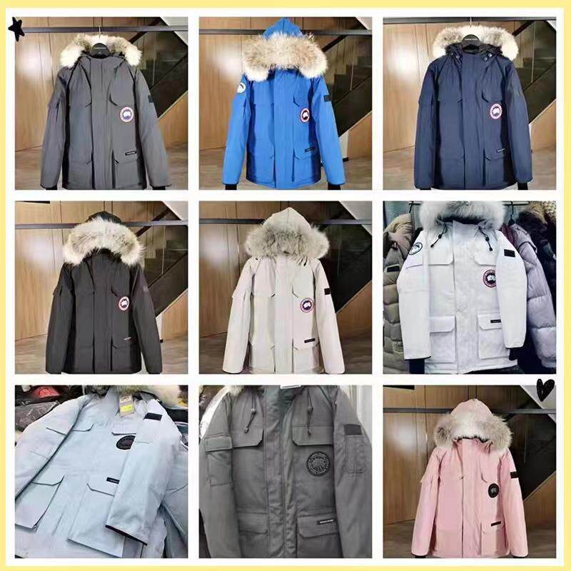 2024新款冬季男款羽绒服狼毛工装夹克加厚情侣多口袋宽松外套潮牌