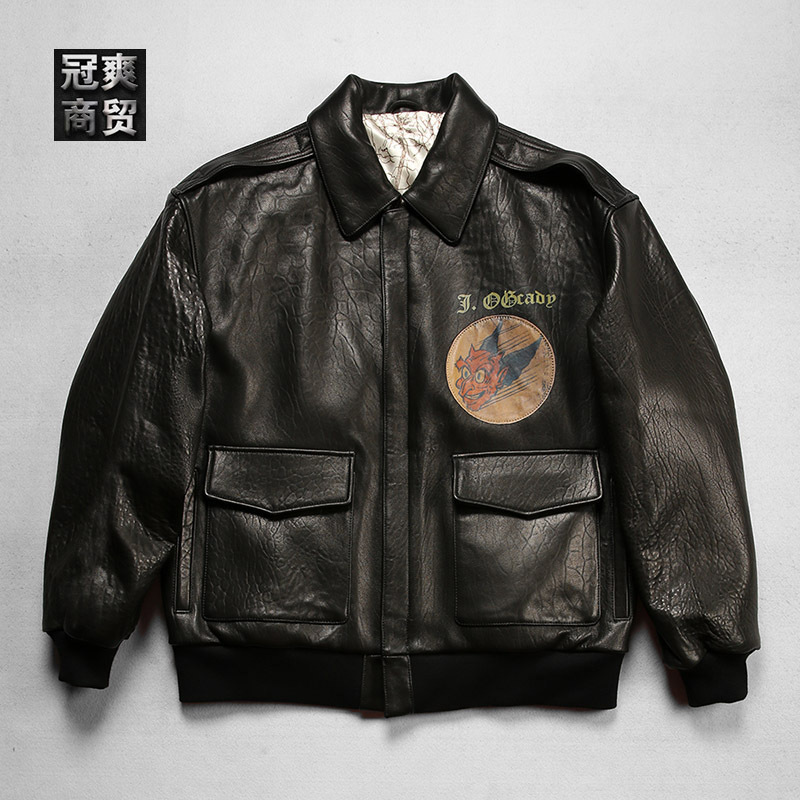 塞班岛B29轰炸机飞行服真皮夹克男意大利绵羊皮加肥加大码号皮衣