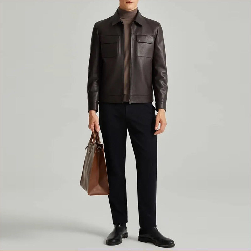 源头发布会雷军皮衣同款秋季新款真皮皮衣男士皮夹克