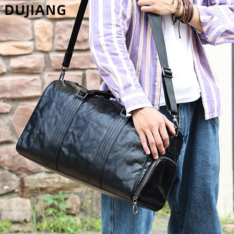 头层牛皮行李包高级感商务健身包带鞋仓斜挎包行李袋真皮旅行包