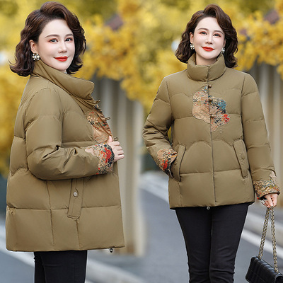 新中式中年羽绒服女短款时尚中老年妈妈洋气冬装加厚外套