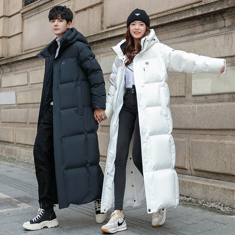 进口鹅绒羽绒服男女同款长款加厚防风情侣大码高端羽绒服冬季外套