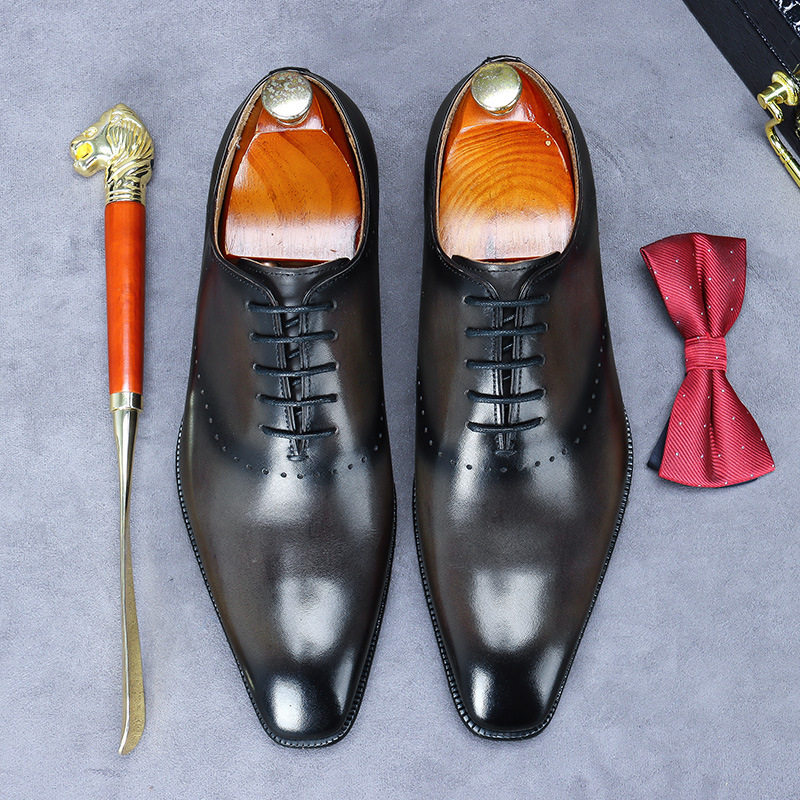 【大促】男鞋商务皮鞋牛津复古绅士鞋牛里系带英伦整张皮休闲潮鞋