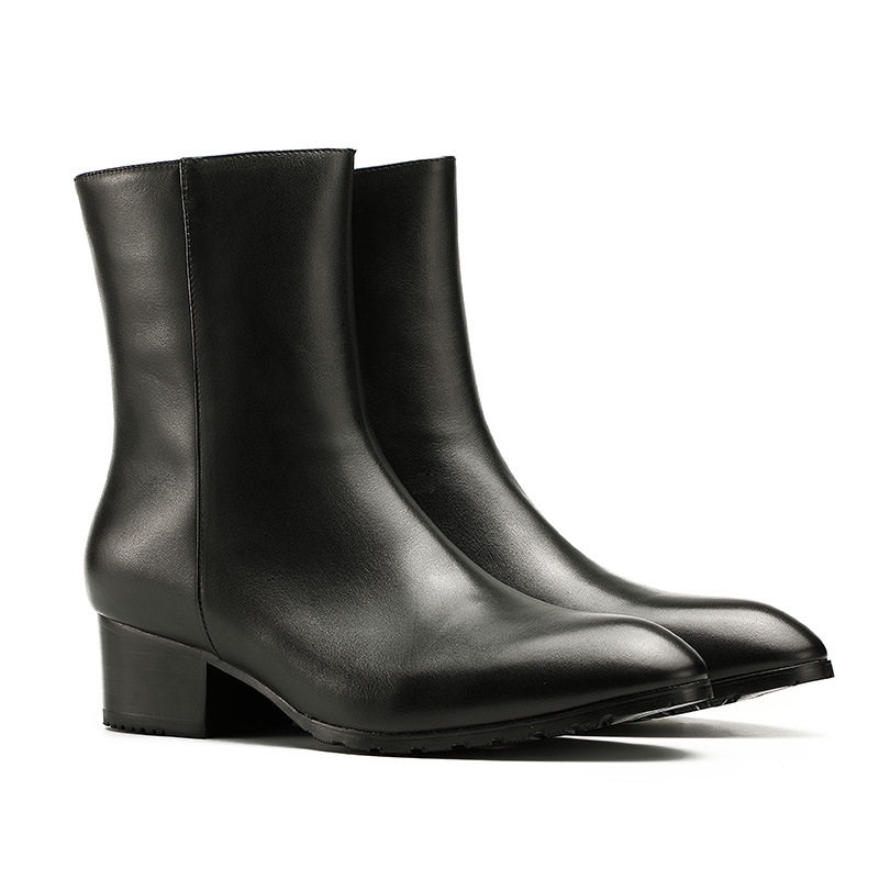 男士高帮皮鞋韩版潮流英伦风马丁靴尖头机车靴切尔西皮靴冬季男鞋