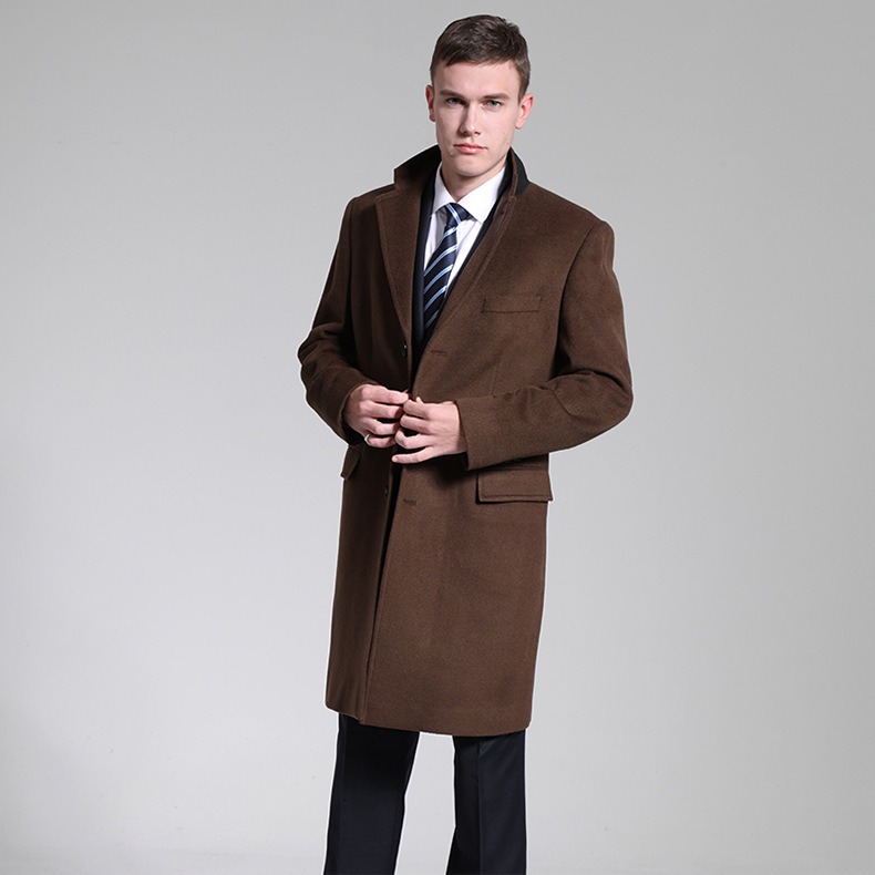 男士羊毛羊绒大衣定制深蓝色休闲外套风衣微商一件英伦风