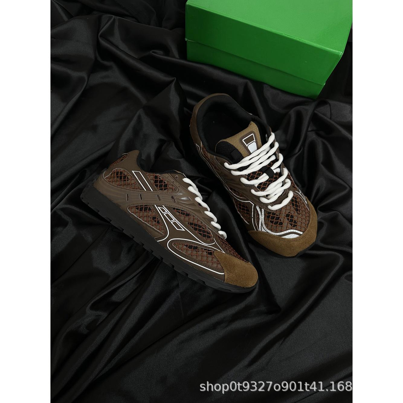 广州高品质！BV棕色厚底网面德训鞋男女情侣款百搭运动休闲老爹鞋