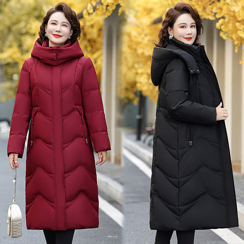 羽绒服女长款过膝2024年新款中老年加厚高端洋气妈妈冬装外套