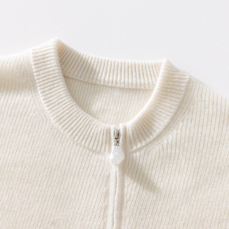 康赛妮羊绒开衫女净山羊绒斜襟毛衣双向拉链针织外套秋冬羊绒衫