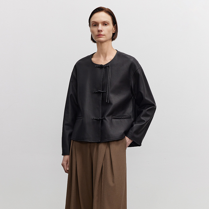 春季新款真皮皮衣外套女短款宽松绵羊皮单装韩版小个子皮夹克