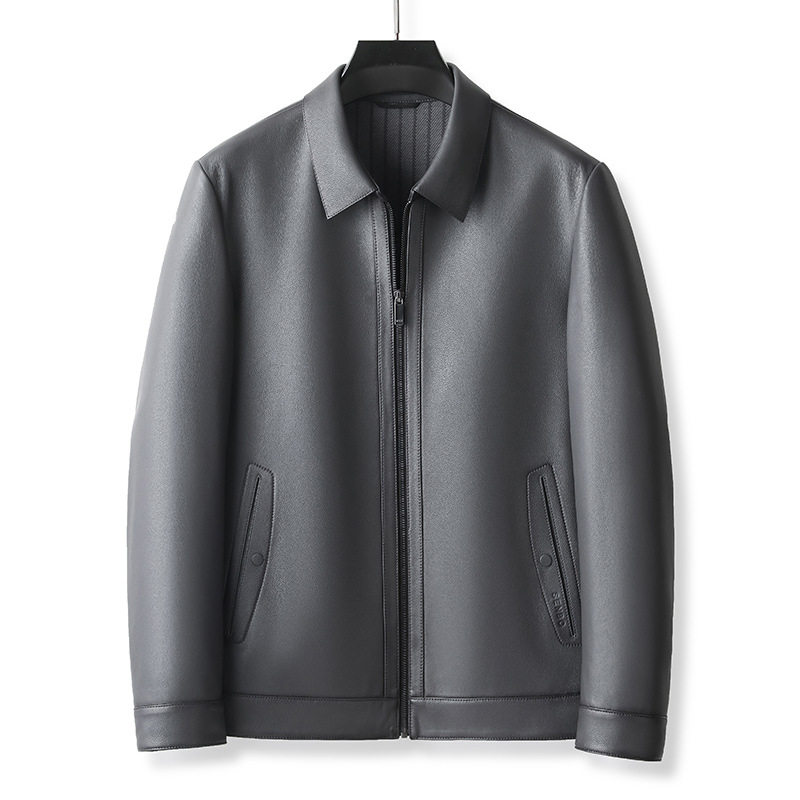 2025年秋季新款男士真皮皮衣皮夹克翻领中老年绵羊皮休闲外套皮衣
