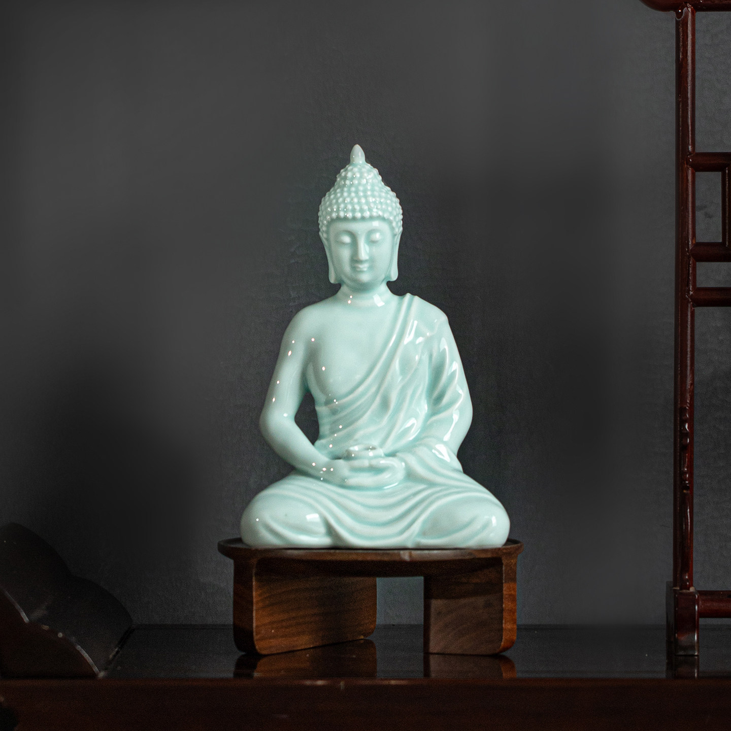 景德镇陶瓷如来佛坐像摆件中式禅意佛像诧寂风玄关书房佛系装饰品